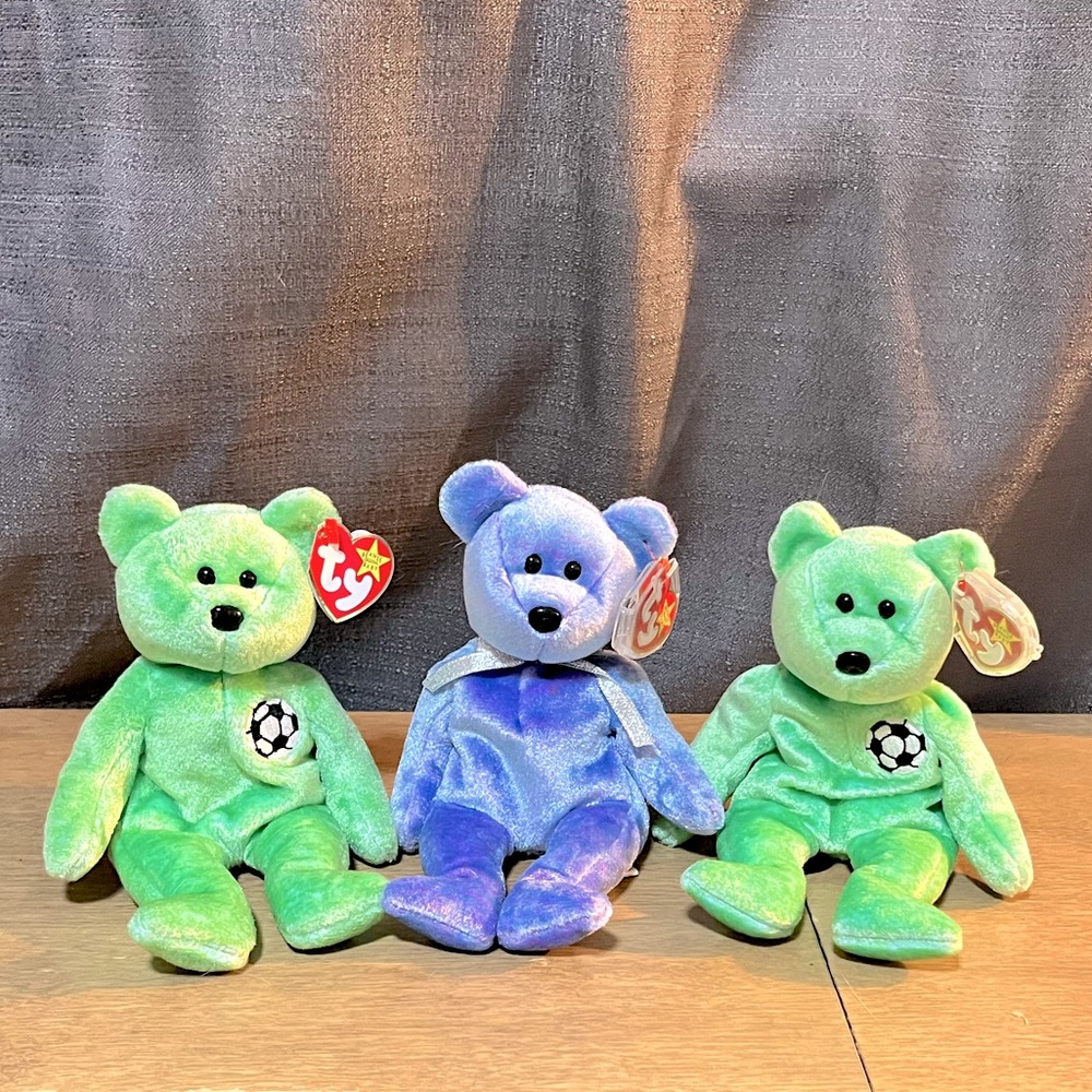 Rare Ty Beanie Babies Kicks (x2) and Clubby II.